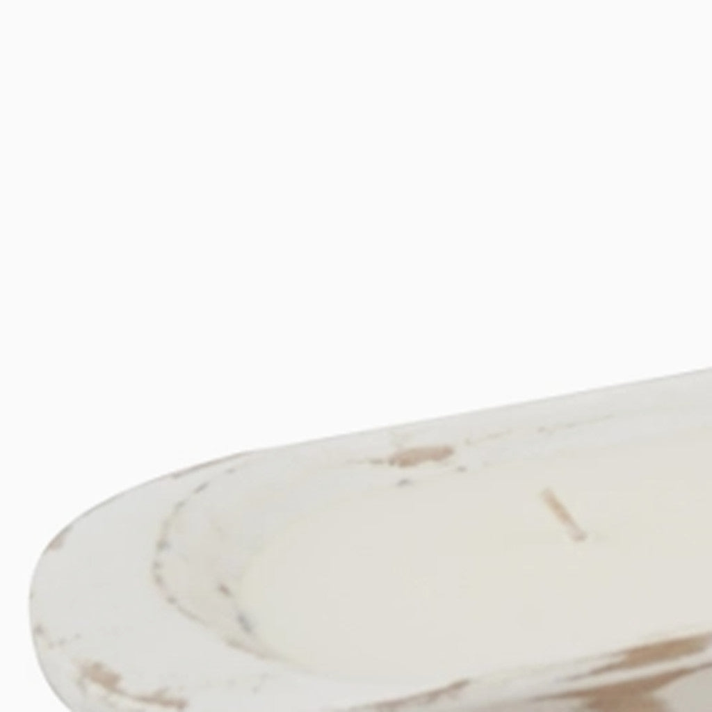 30" White Solid Wood Oval Dough Bowl
