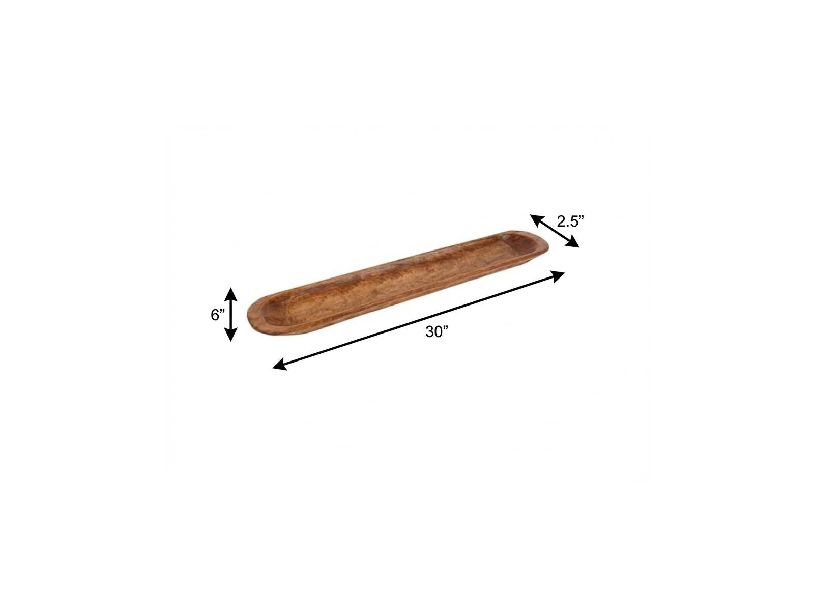 30" Natural Solid Wood Oval Dough Bowl