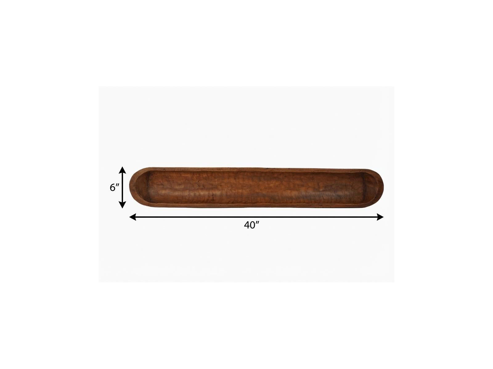 40" Brown Solid Wood Oval Dough Bowl