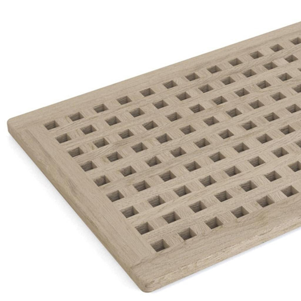 16" Beige Gray Teak Checkered Non Slip Bath Mat