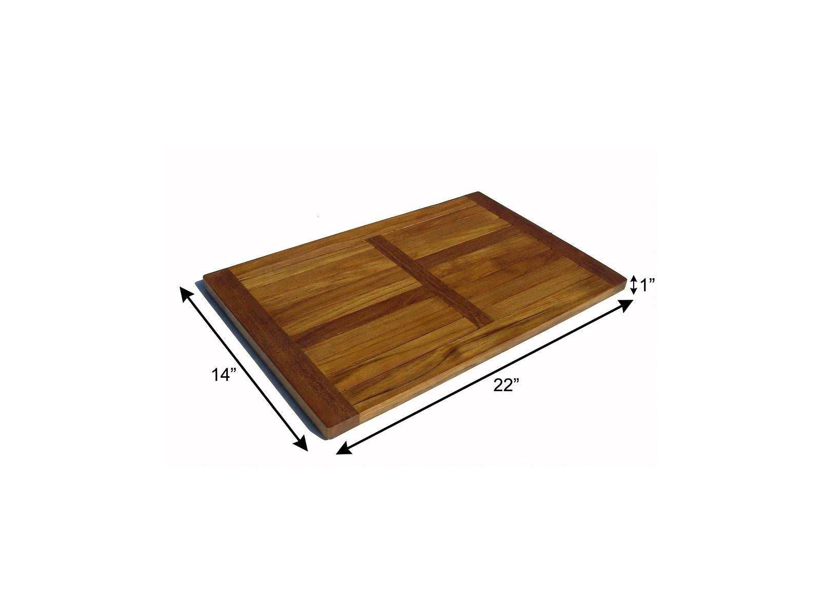 22" Natural Teak Non Slip Bath Mat