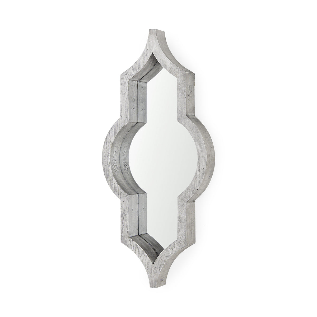 34" White Solid Wood Quatrefoil Framed Accent Mirror