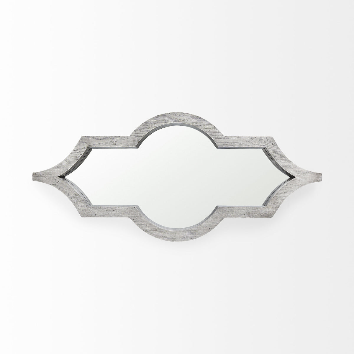 34" White Solid Wood Quatrefoil Framed Accent Mirror