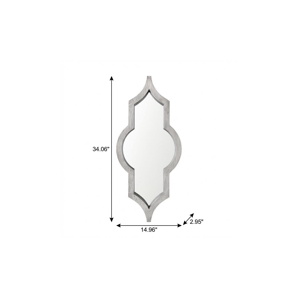 34" White Solid Wood Quatrefoil Framed Accent Mirror