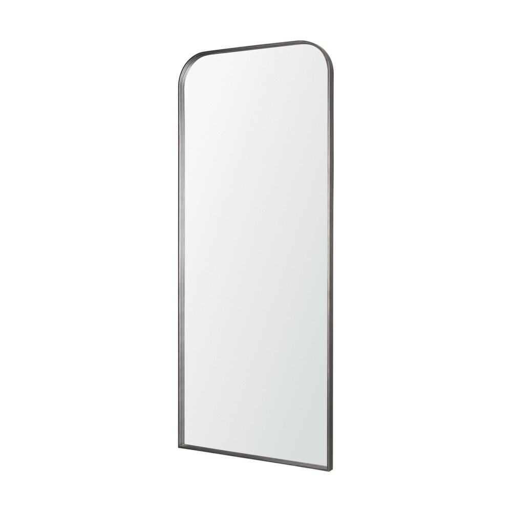 76" Black Metal Arch Framed Full Length Hanging Mirror