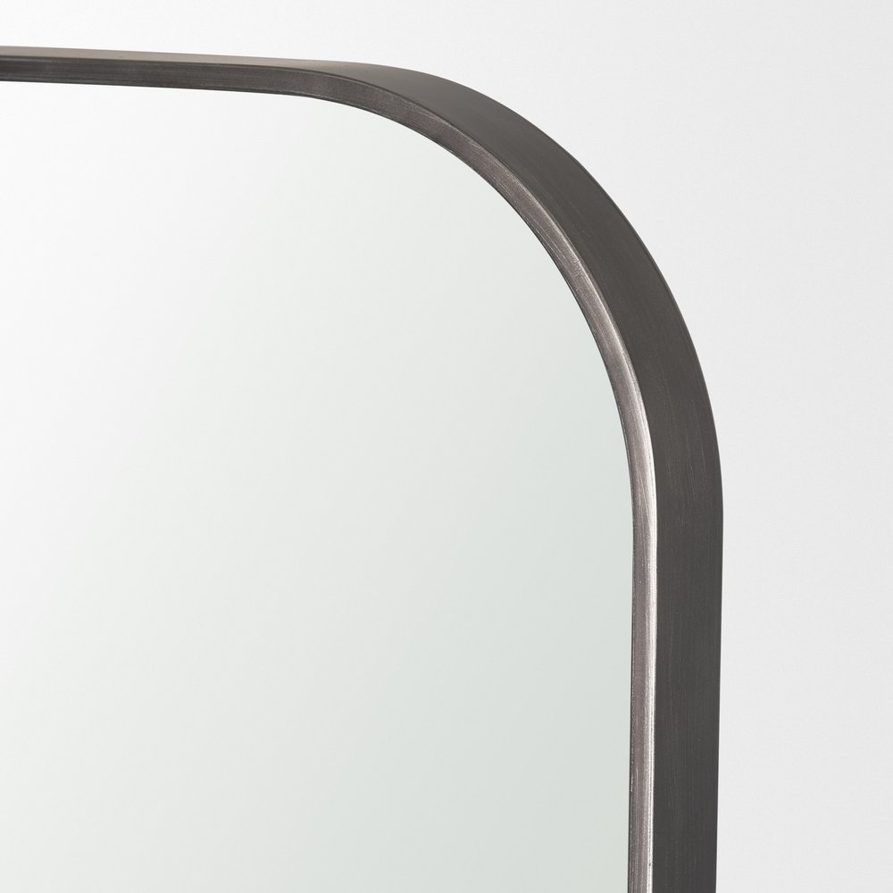 76" Black Metal Arch Framed Full Length Hanging Mirror