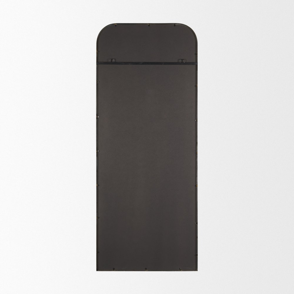 76" Black Metal Arch Framed Full Length Hanging Mirror