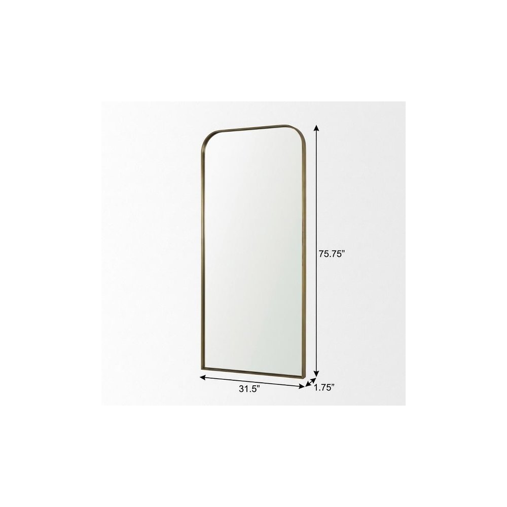 76" Black Metal Arch Framed Full Length Hanging Mirror
