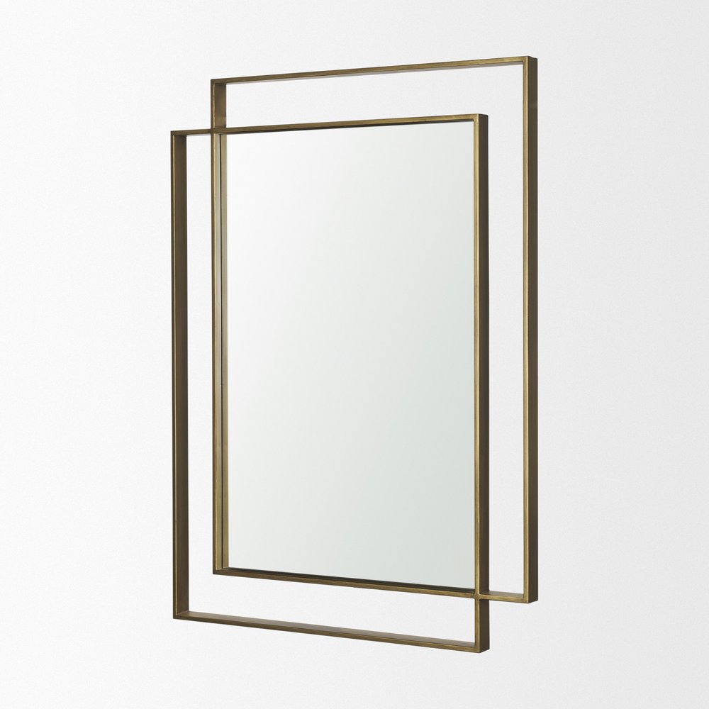 43" Gold Metal Geometric Framed Accent Mirror