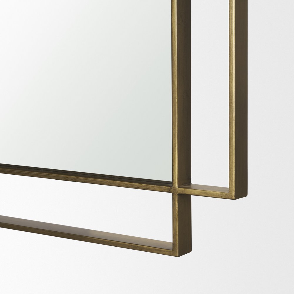 43" Gold Metal Geometric Framed Accent Mirror