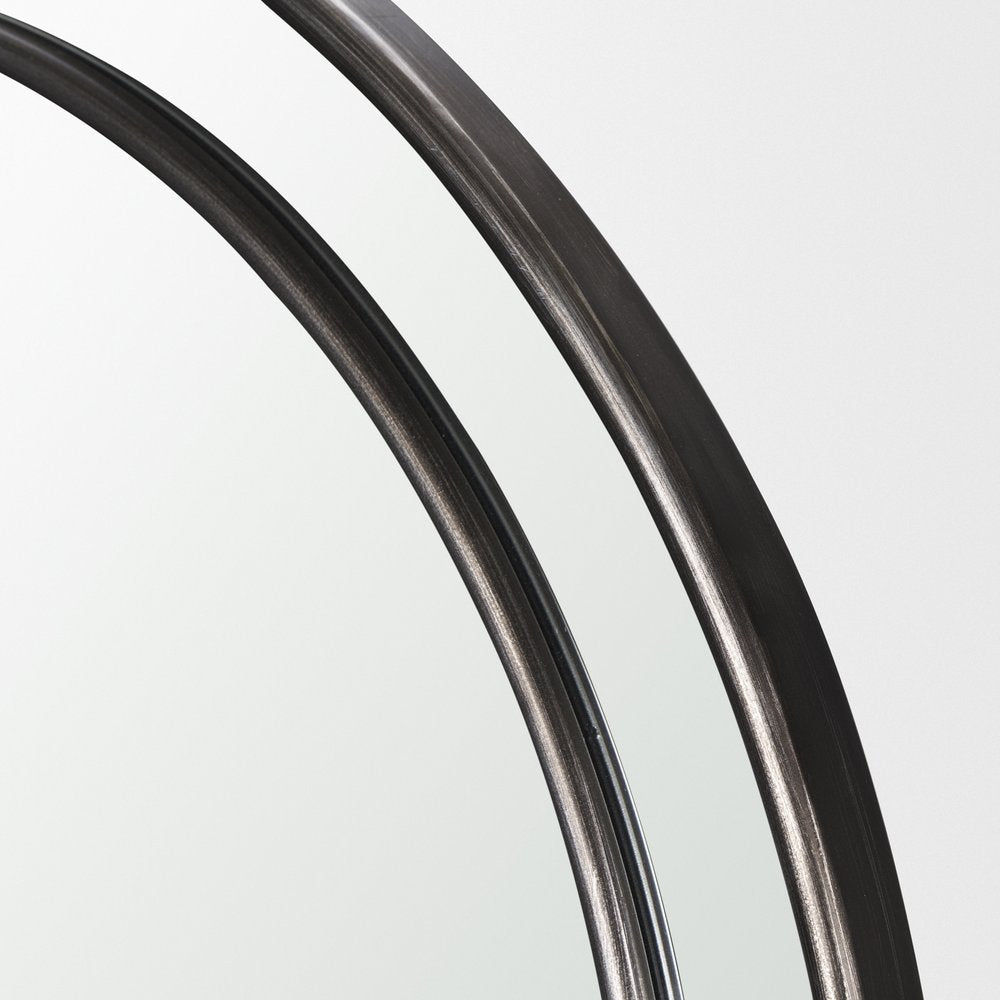 48" Black Metal Arch Geometric Framed Accent Mirror