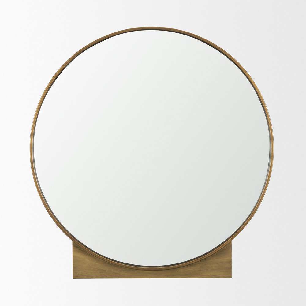 38" Gold Metal Round Framed Accent Mirror