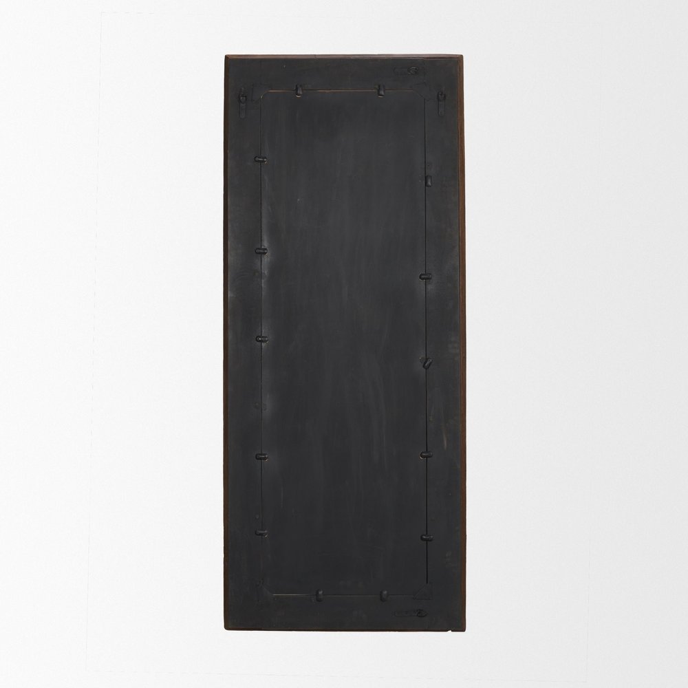 48" Brown Ribbed Solid Wood Wall Mounted And Leaning Framed Accent Mirror