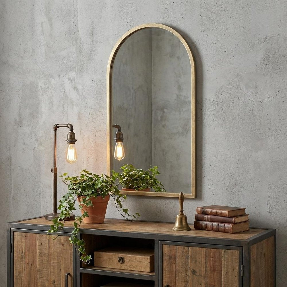 49" Black Iron Arch Framed Accent Mirror