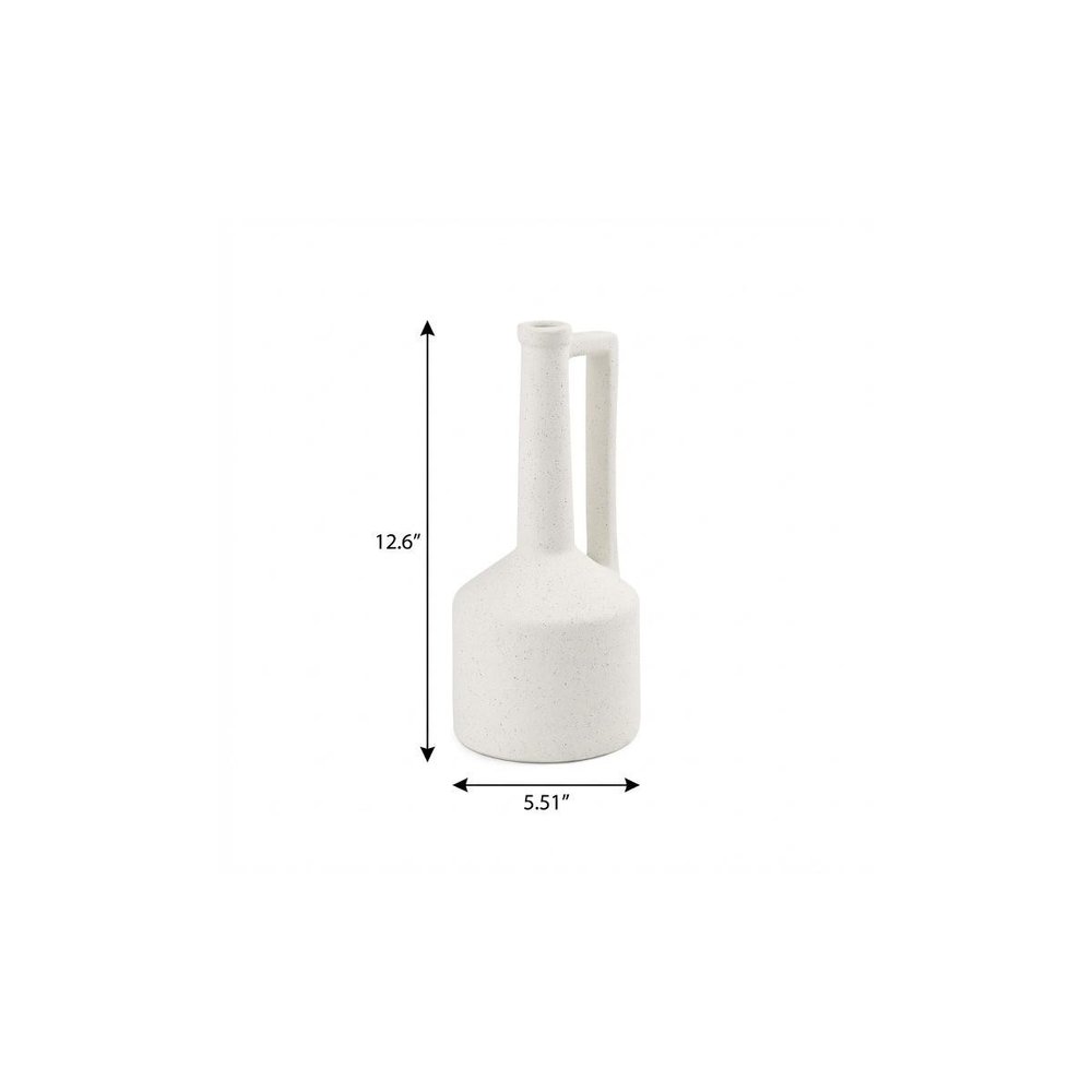 13" White Ceramic Table Vase