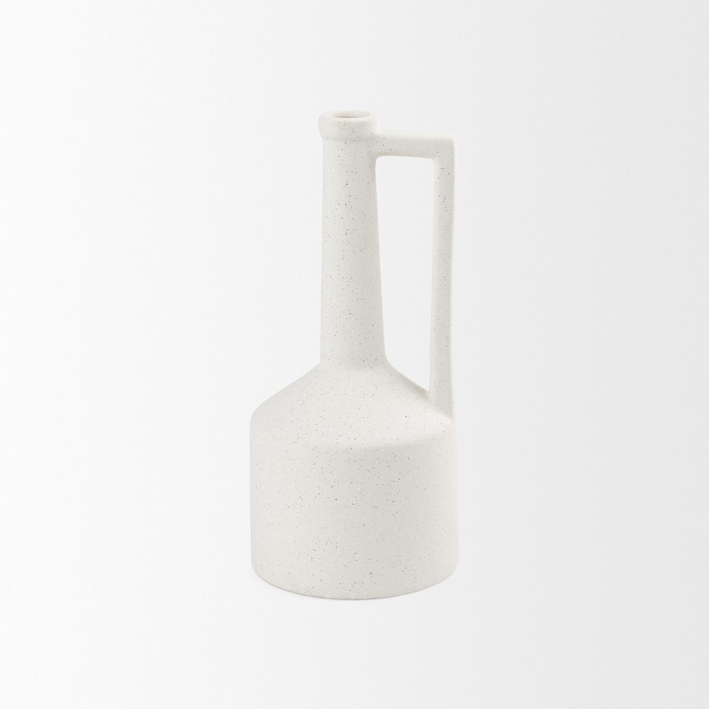 13" White Ceramic Table Vase