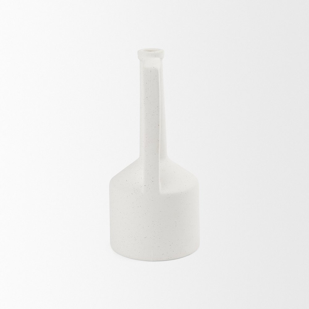 13" White Ceramic Table Vase