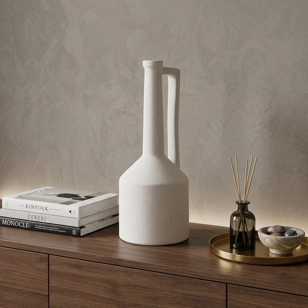 16" White Ceramic Table Vase