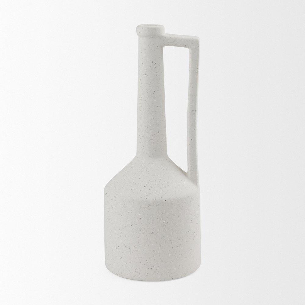 16" White Ceramic Table Vase