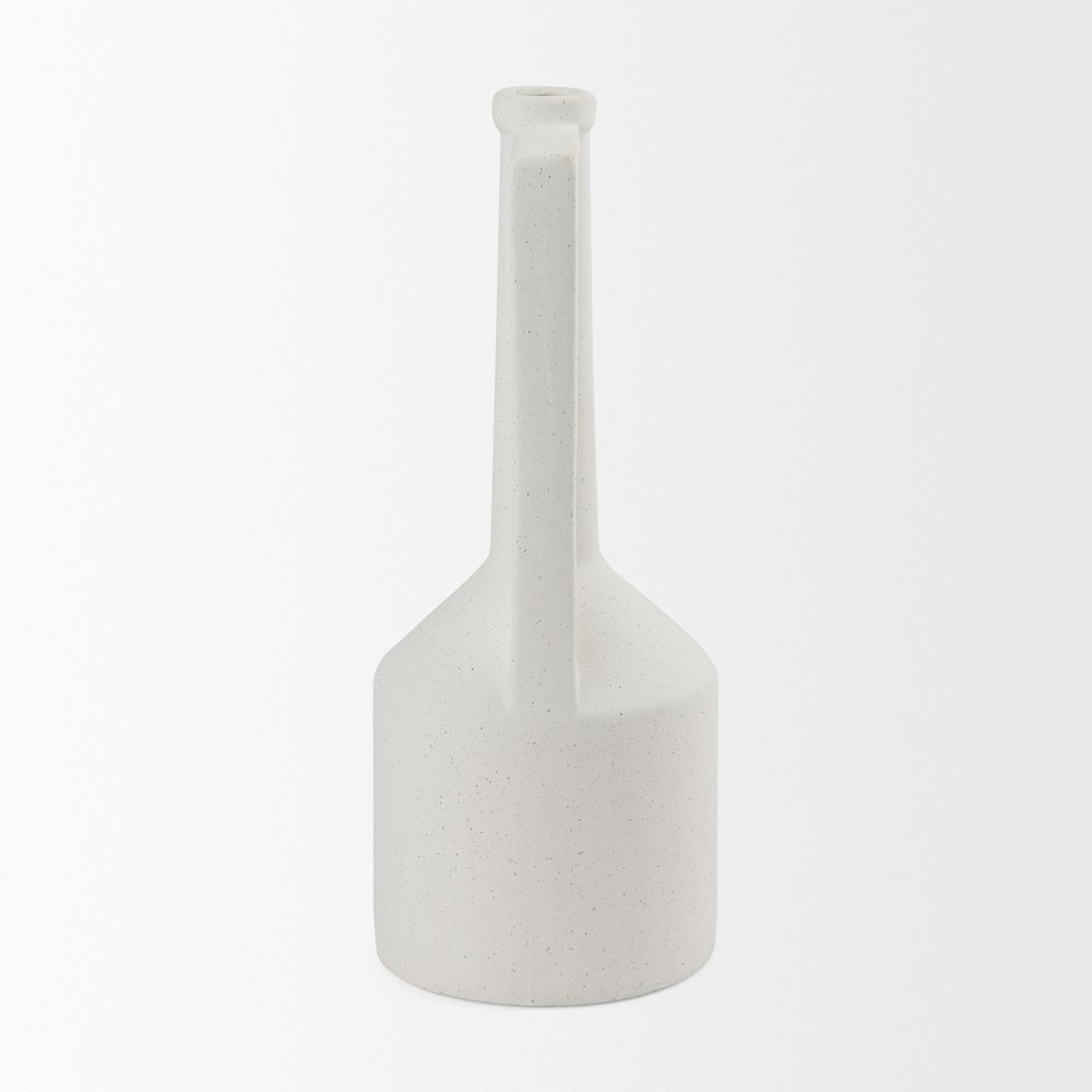 16" White Ceramic Table Vase