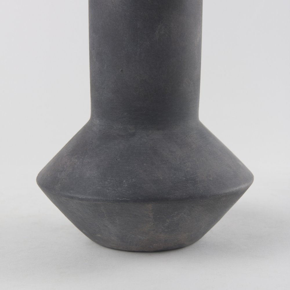 15" Black Ceramic Tulip Table Vase
