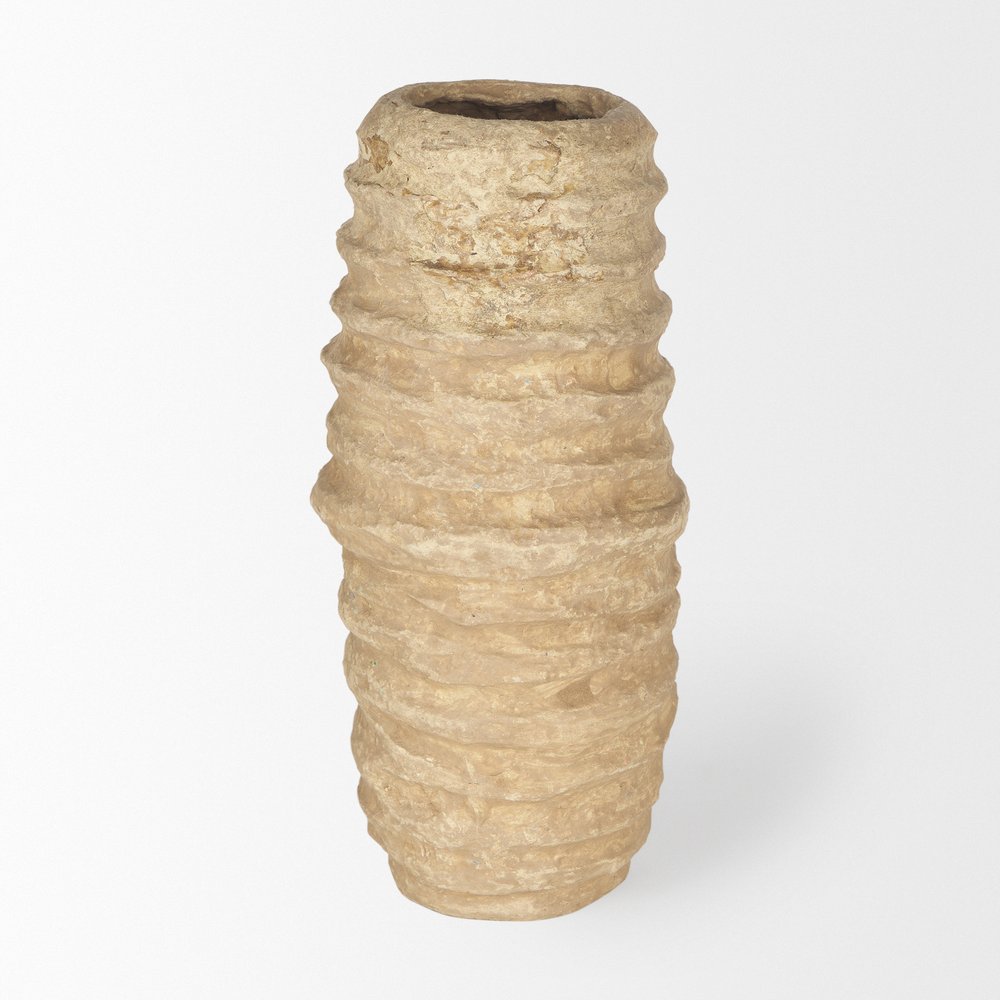 12" Beige Paper Mache Table Vase