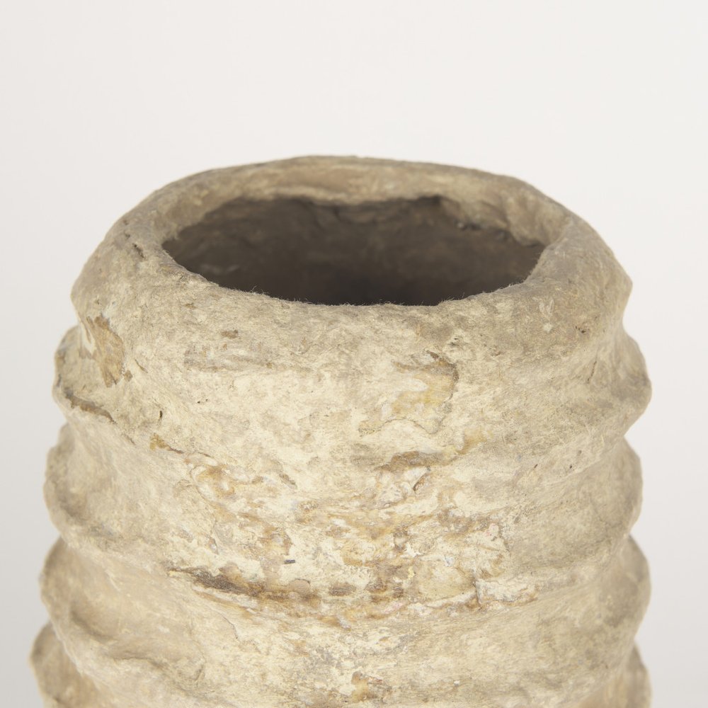 12" Beige Paper Mache Table Vase