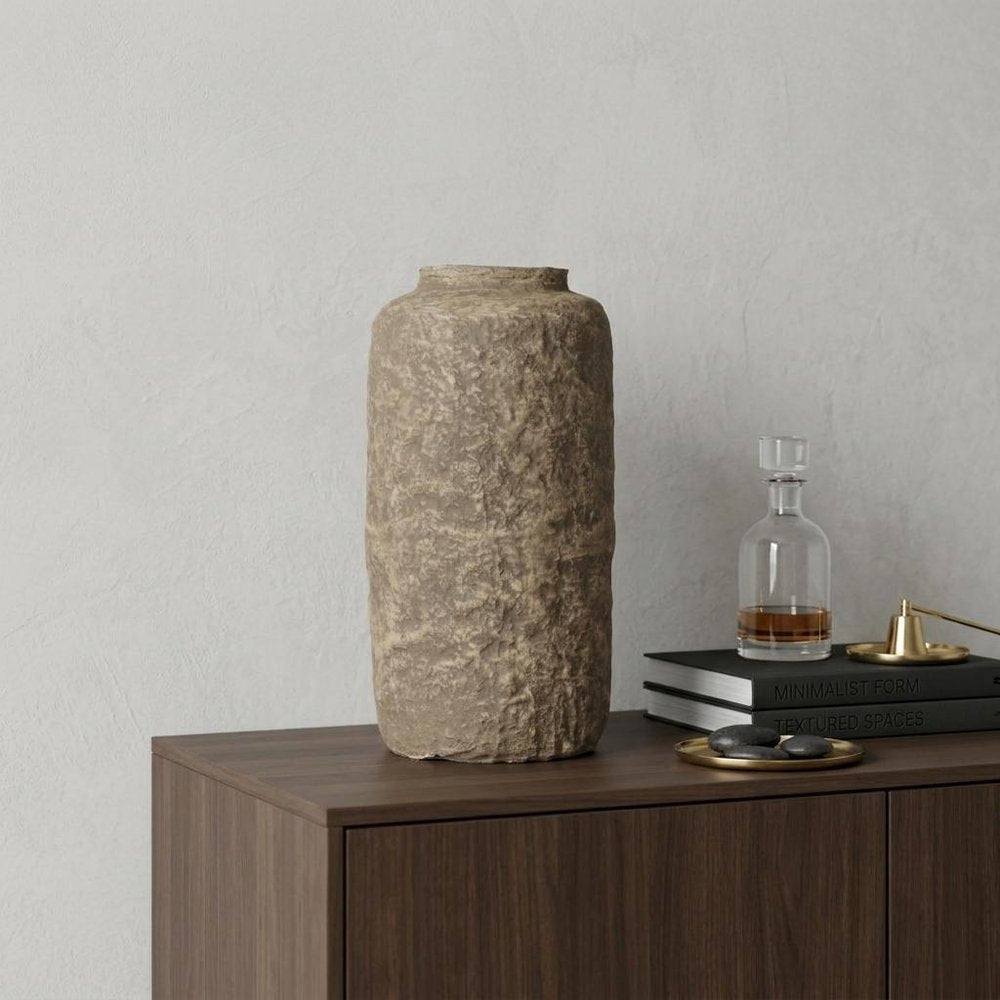 12" Gray Paper Mache Table Vase
