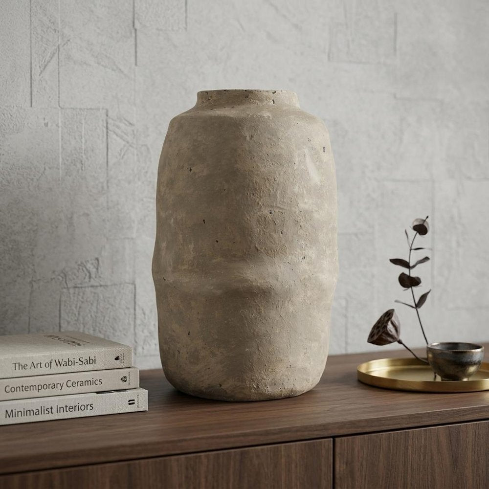 18" Gray Paper Mache Table Vase