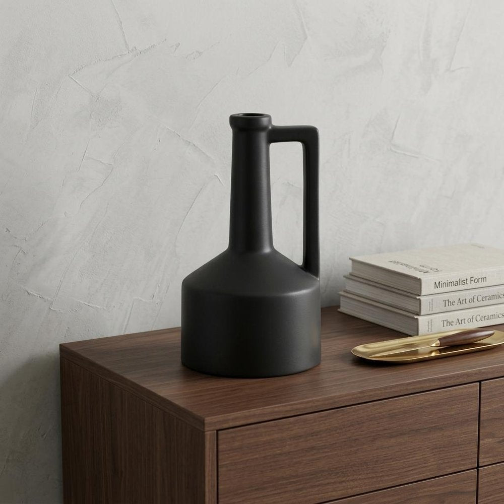 9" Black Ceramic Table Vase