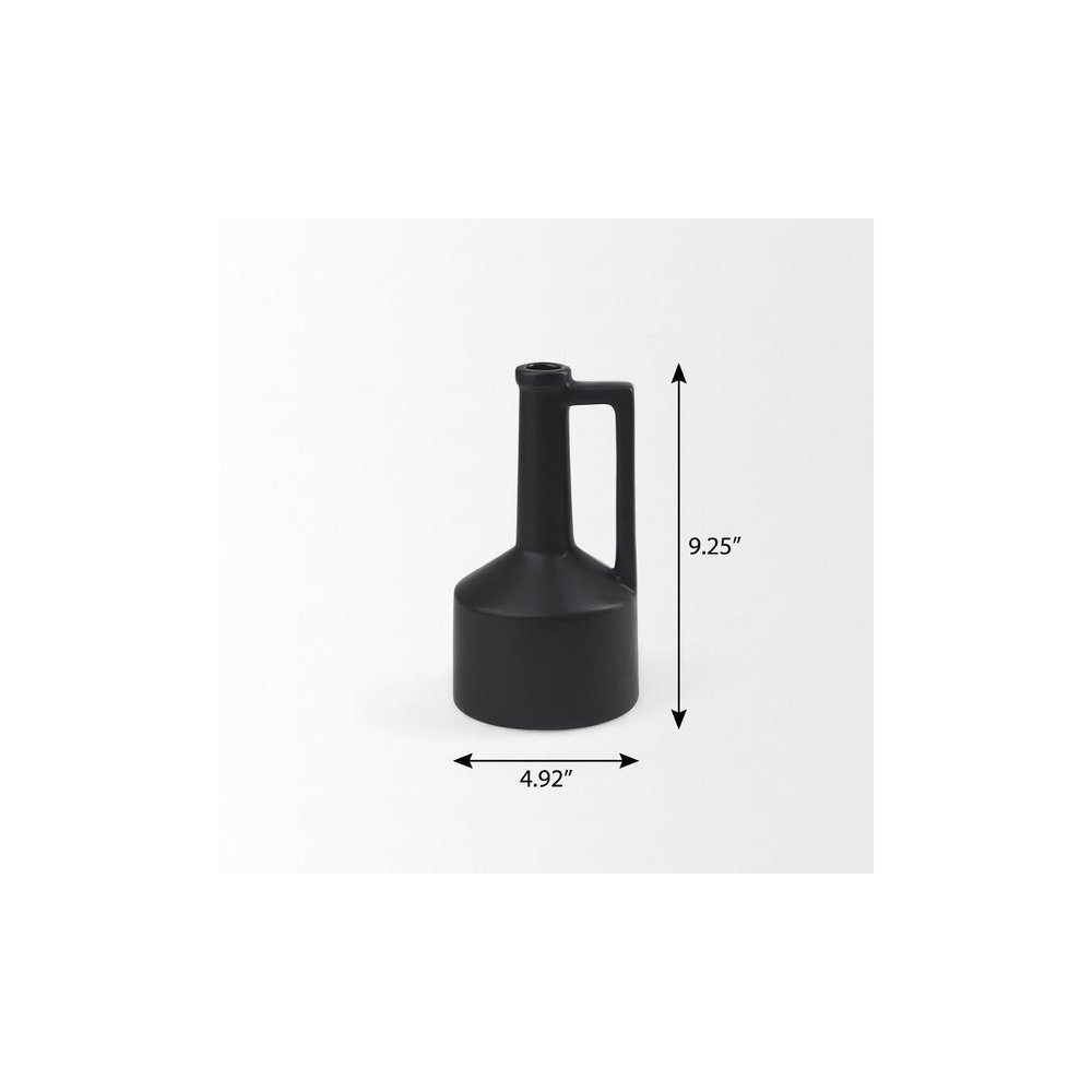 9" Black Ceramic Table Vase