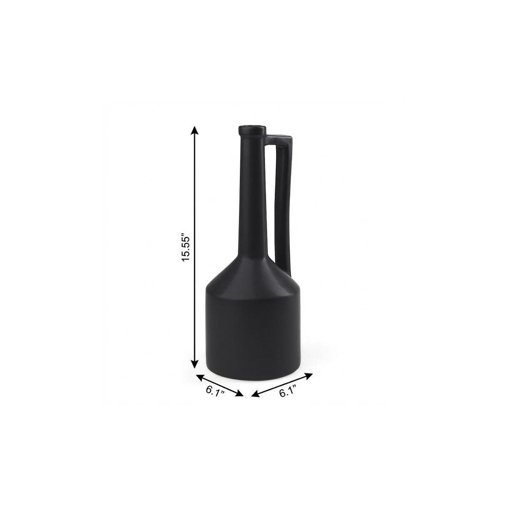 16" Black Ceramic Table Vase