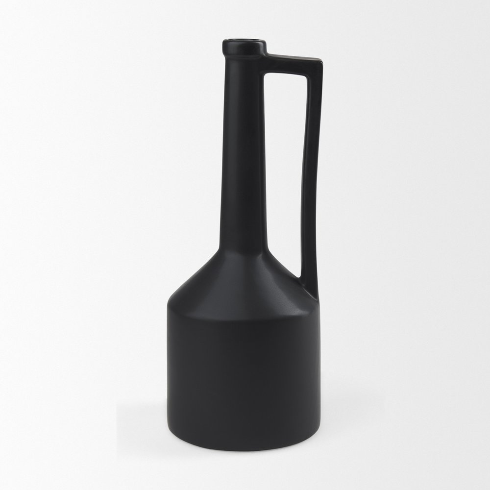 16" Black Ceramic Table Vase