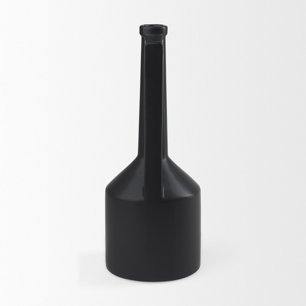 16" Black Ceramic Table Vase