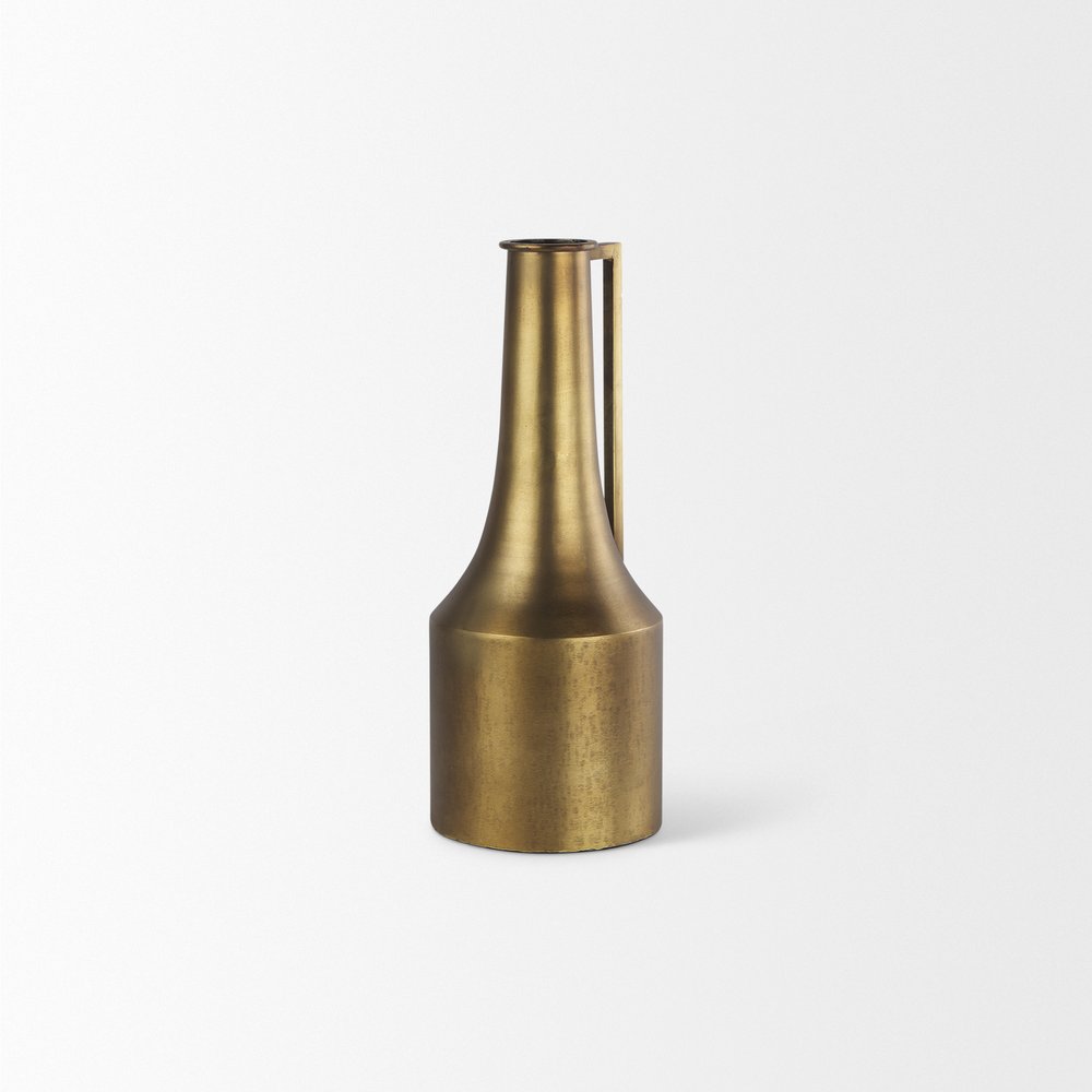 14" Gold Metal Table Vase