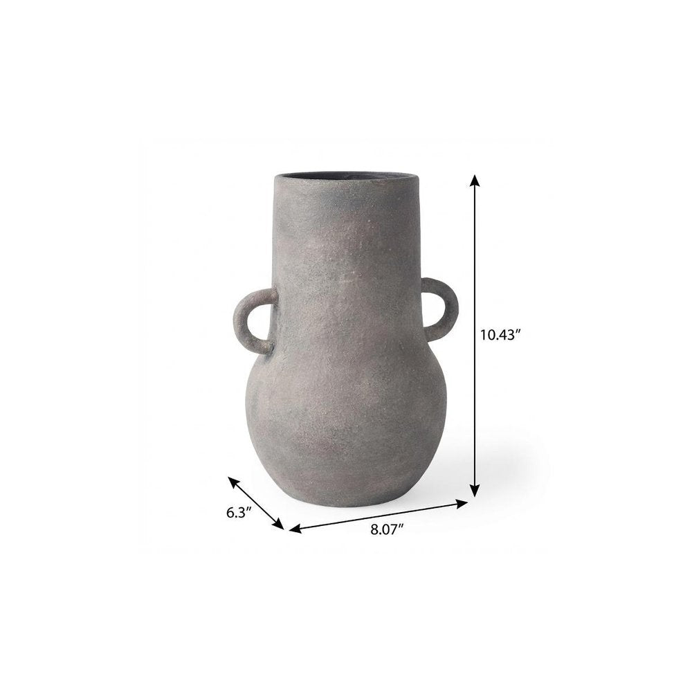 10" Brown Ceramic Amphora Table Vase