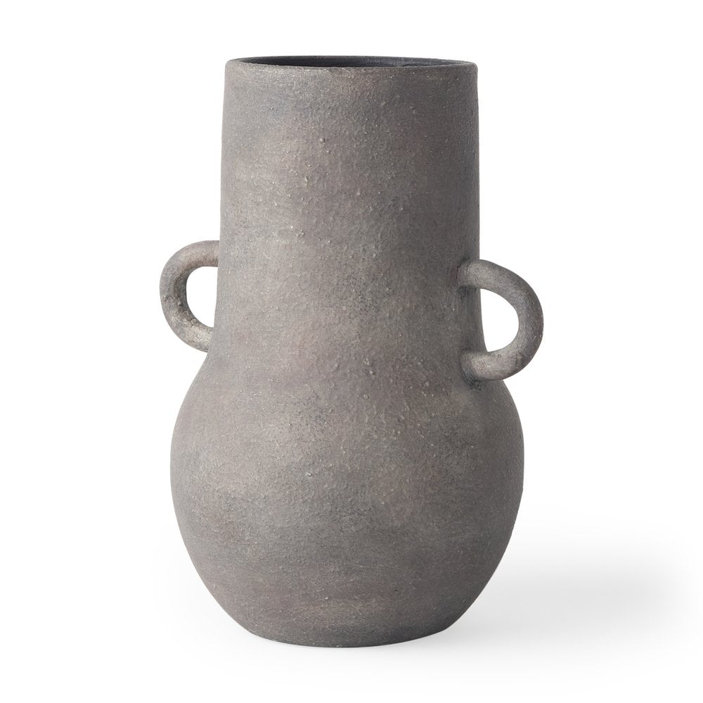 10" Brown Ceramic Amphora Table Vase