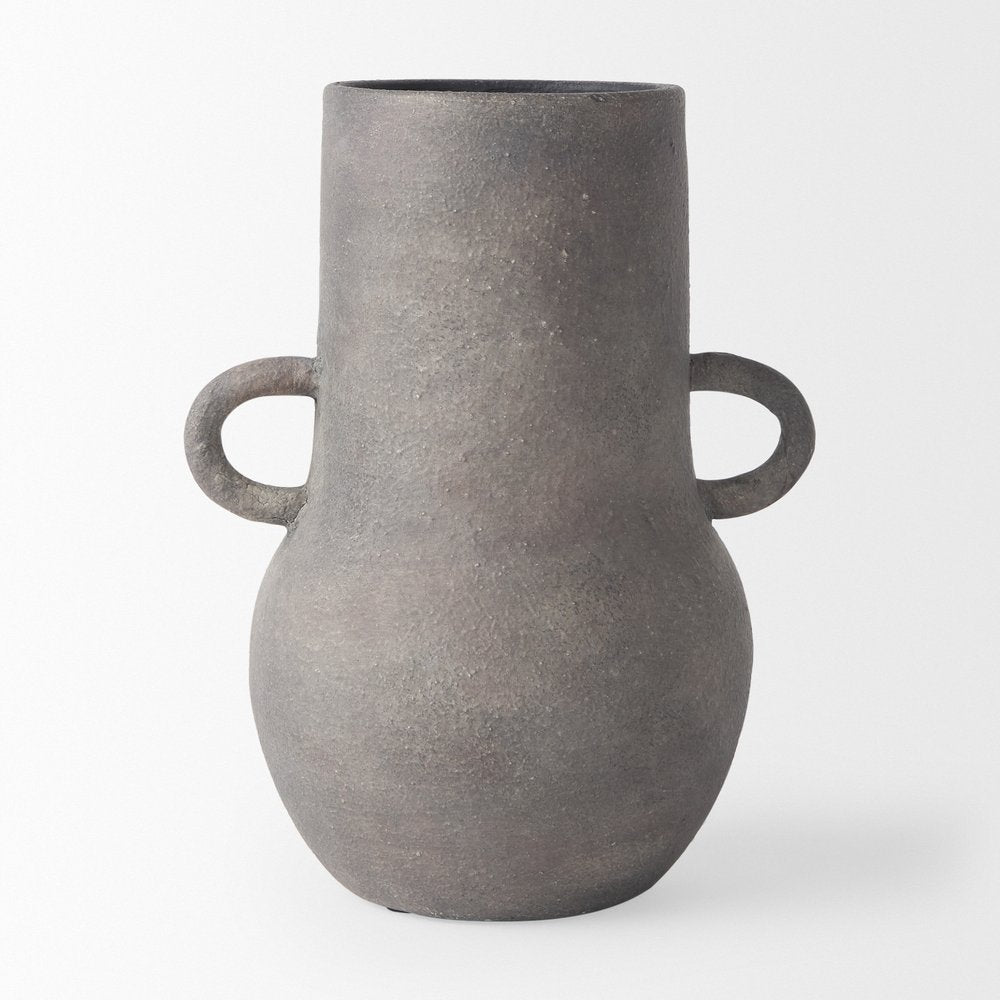 10" Brown Ceramic Amphora Table Vase