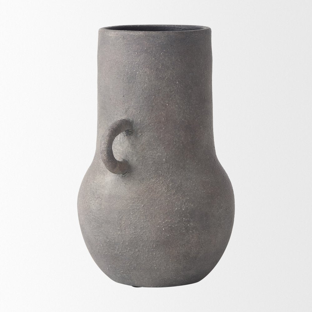 10" Brown Ceramic Amphora Table Vase