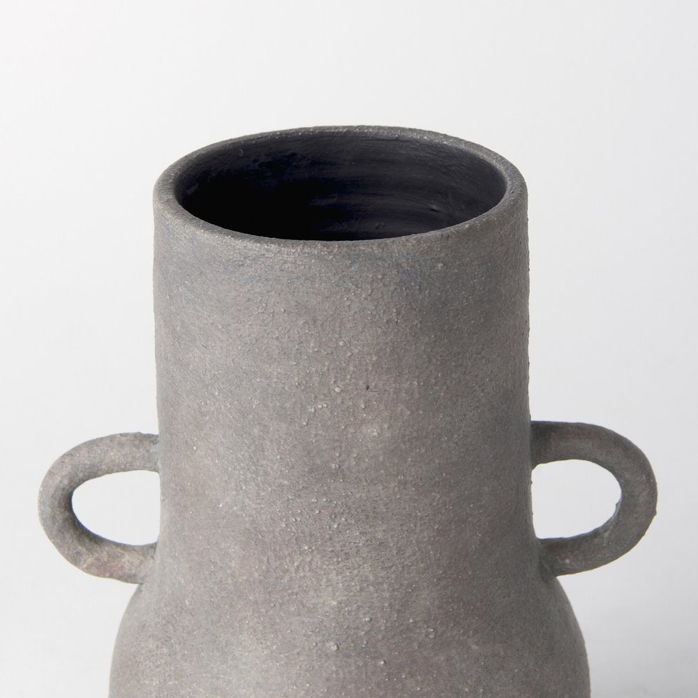 10" Brown Ceramic Amphora Table Vase