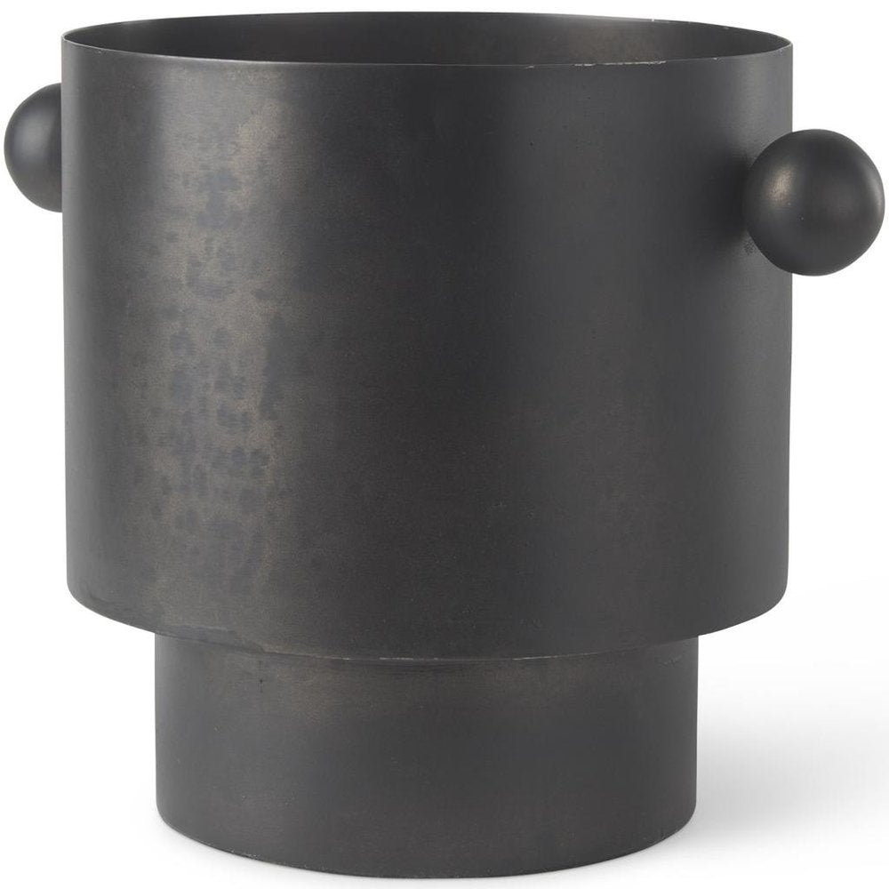 9" Black Metal Round Table Vase