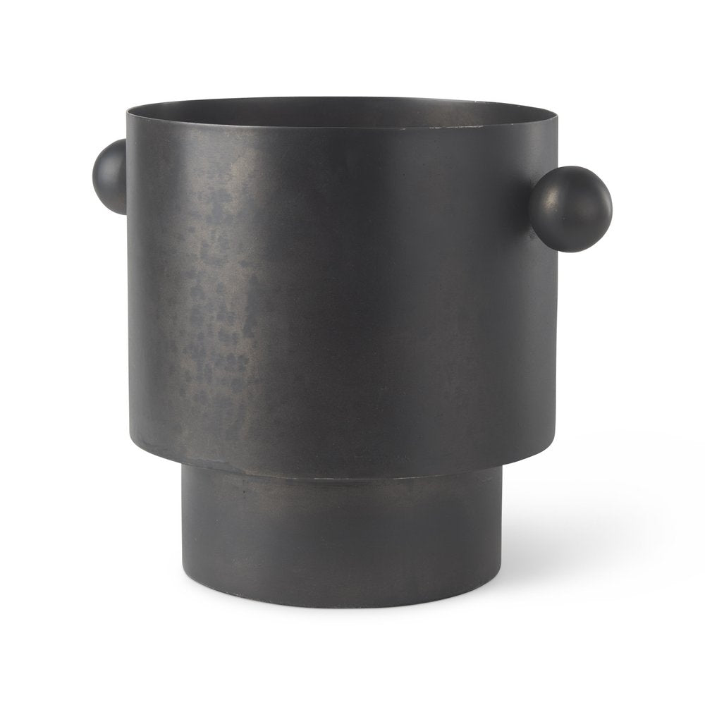 9" Black Metal Round Table Vase