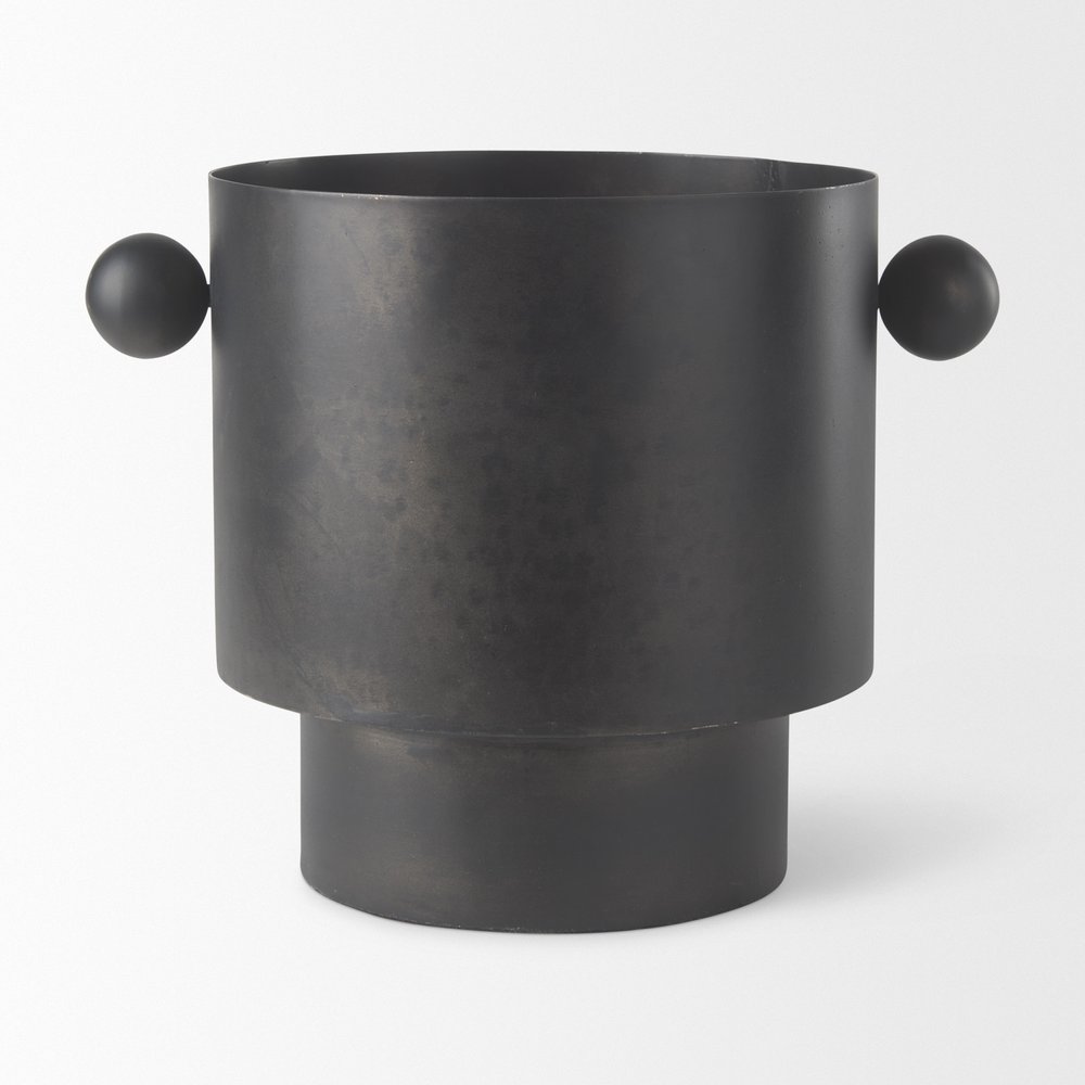 9" Black Metal Round Table Vase