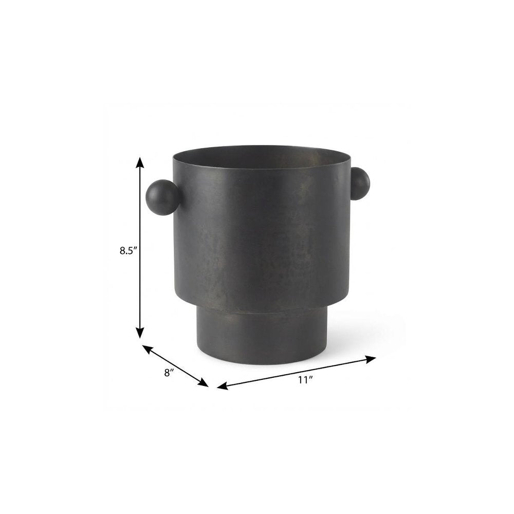 9" Black Metal Round Table Vase