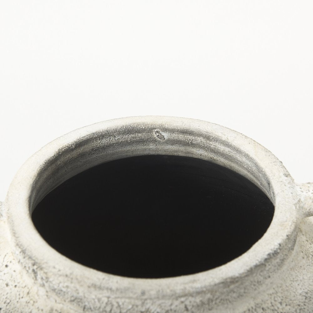 22" Black And White Ombre Ceramic Amphora Floor Vase
