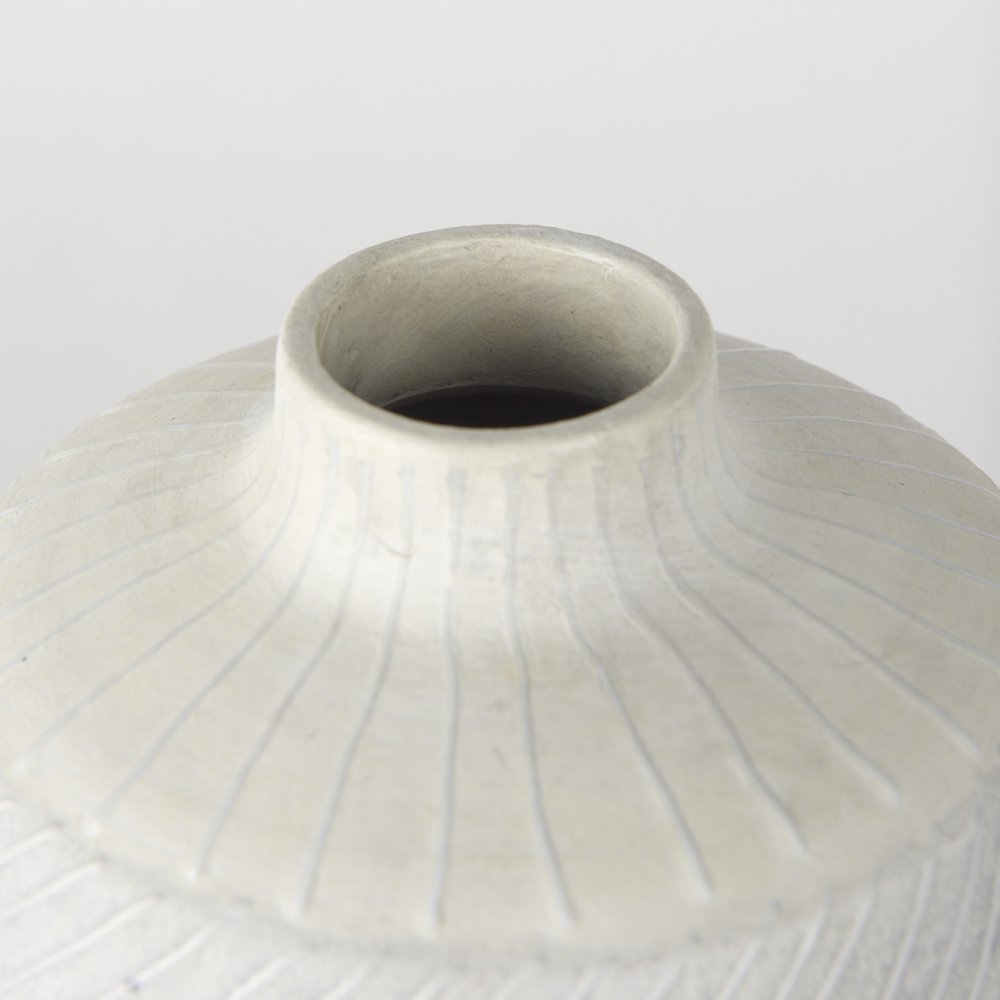 10" Gray And White Ombre Ceramic Round Table Vase