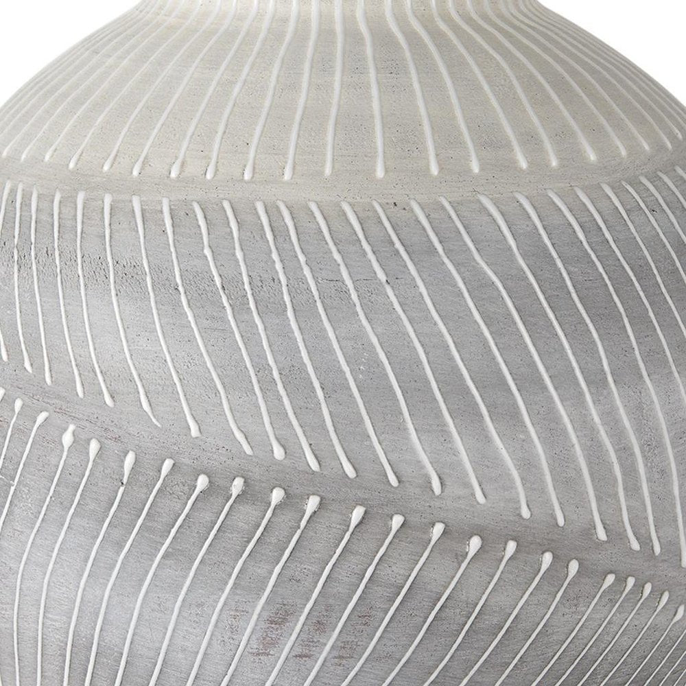 13" Gray And White Ombre Ceramic Round Table Vase