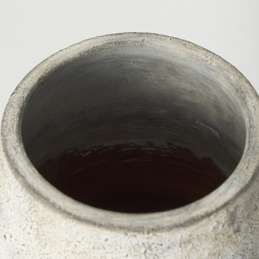 29" Black And White Ombre Ceramic Amphora Floor Vase