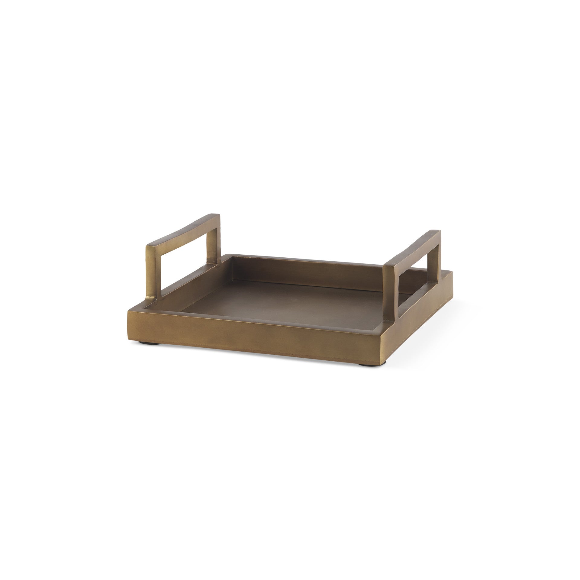 10" Gold Aluminum Hand Finished Serving Tray With Handles