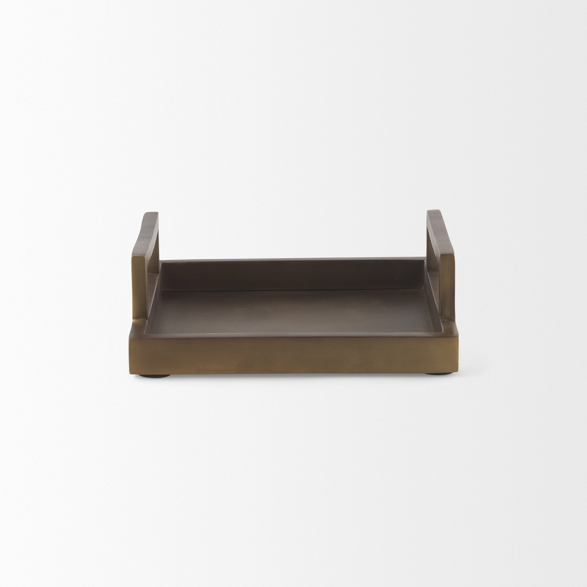 10" Gold Aluminum Hand Finished Serving Tray With Handles